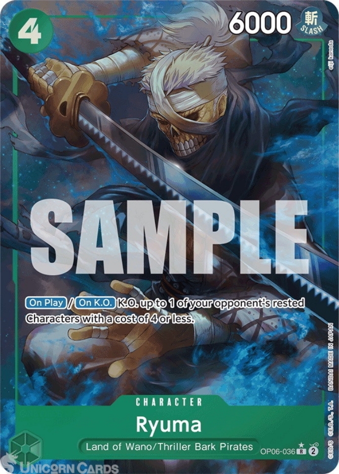 OP06-036 Ryuma : Rare Full Art English One Piece TCG Card : PRB01