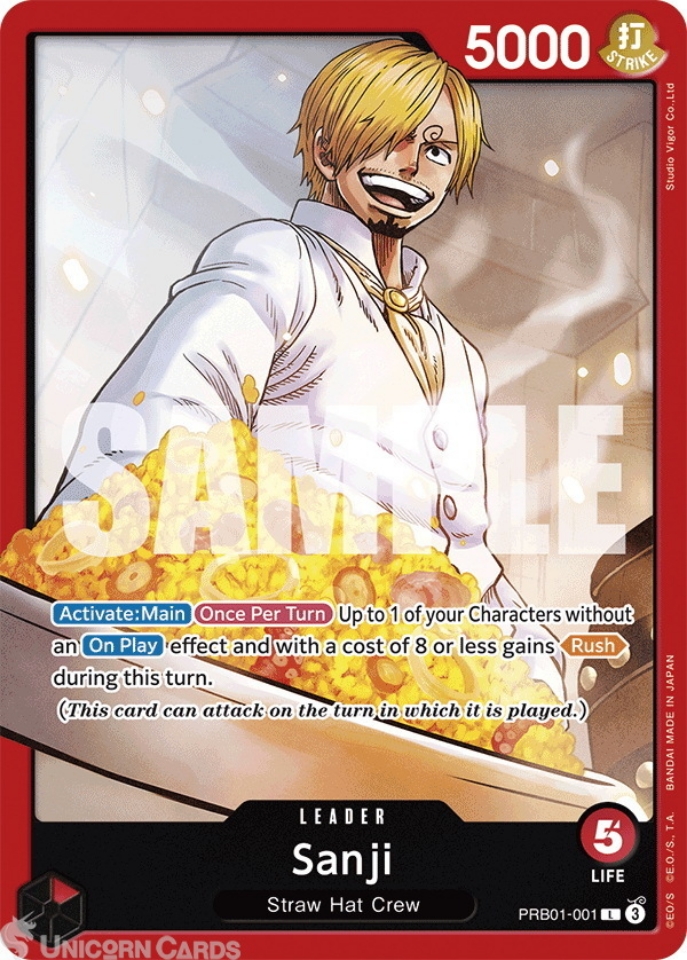 PRB01-001 Sanji : Leader English One Piece TCG Card : PRB01: One