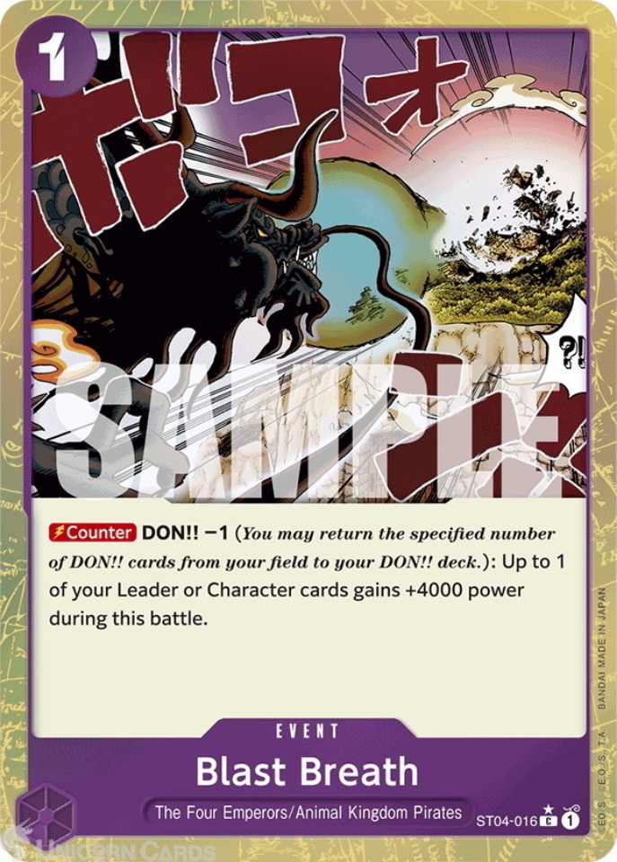 ST04 016 Blast Breath: Common Textured Foil English One Piece TCG Card: PRB01: One Piece Card The Best: Premium Booster