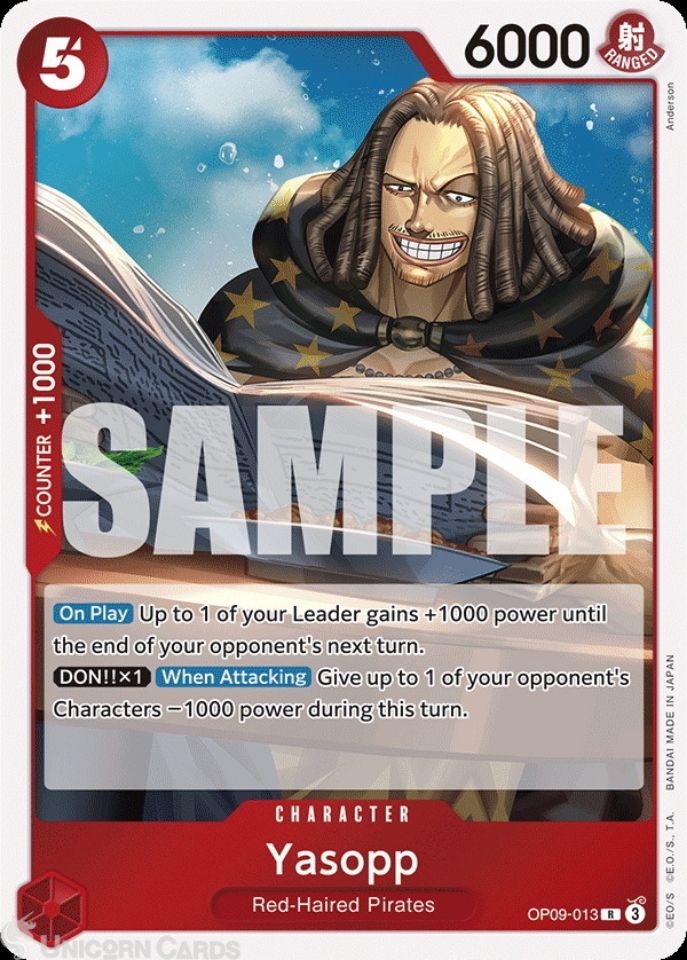 OP09-013 Yasopp : Rare English One Piece TCG Card : OP09: Emperors