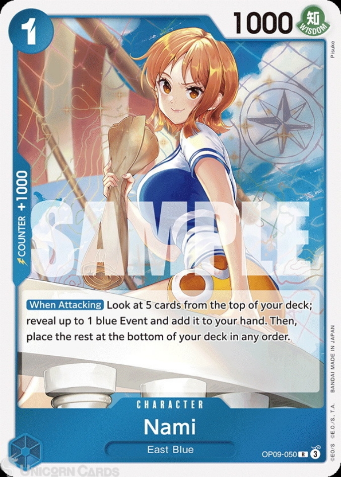 OP09-050 Nami : Rare English One Piece TCG Card : OP09: Emperors