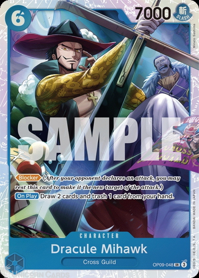 OP09-048 Dracule Mihawk : Super Rare English One Piece TCG Card