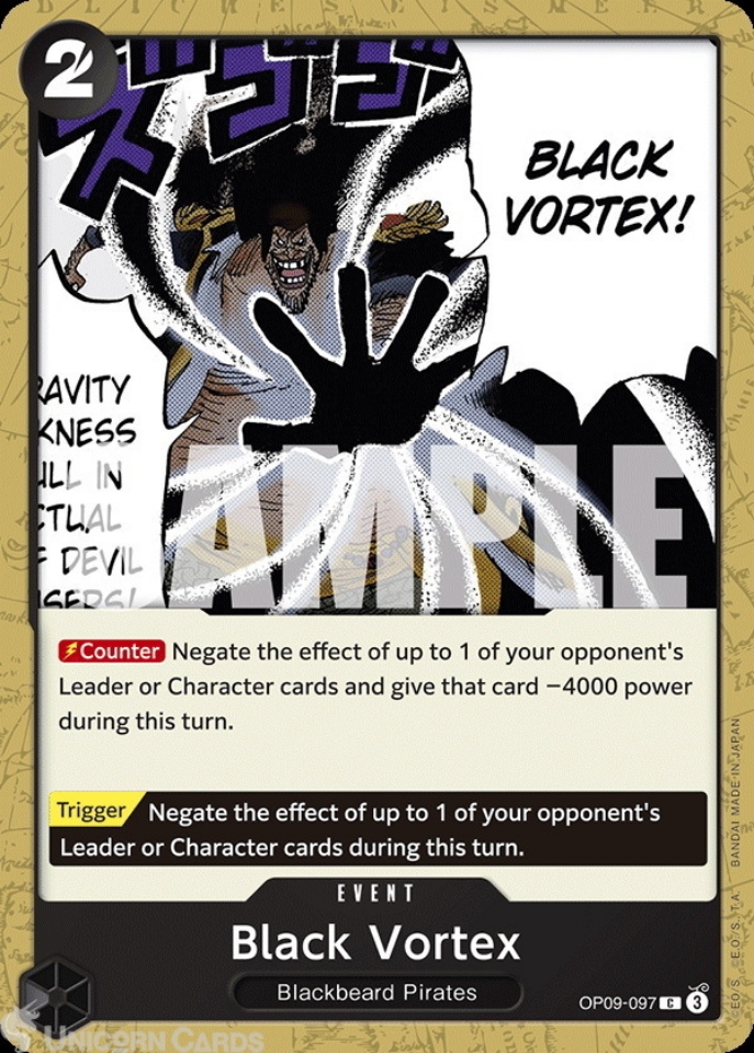 OP09-097 Black Vortex : Common English One Piece TCG Card : OP09