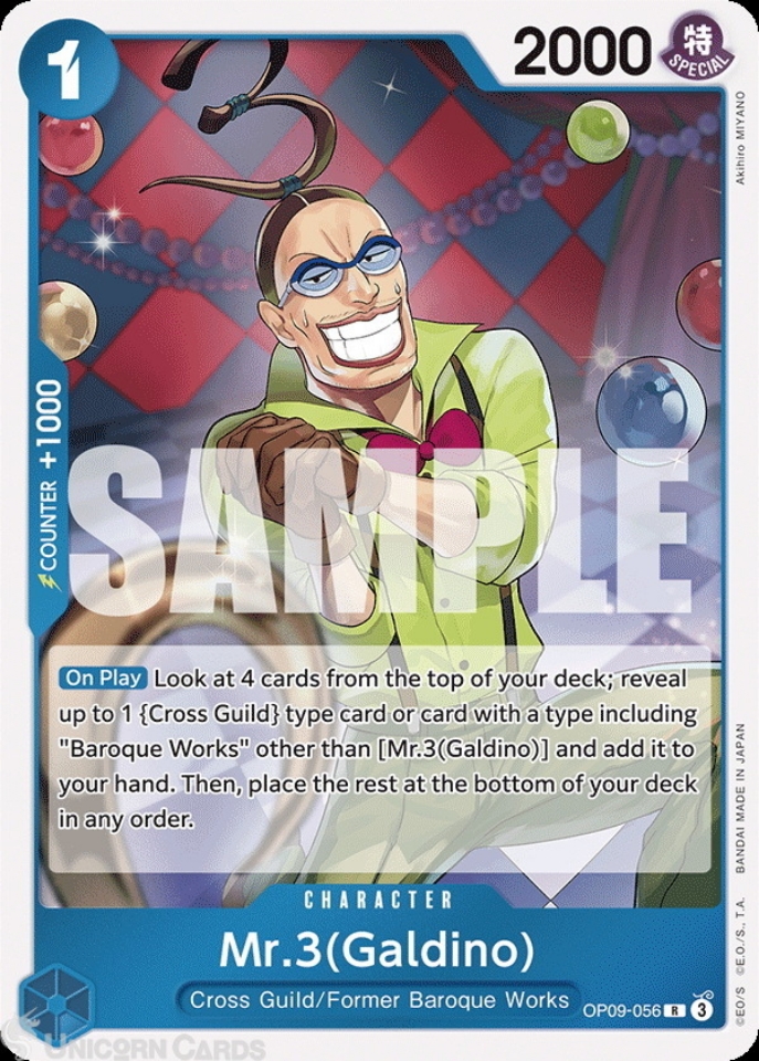 OP09-056 Mr.3(Galdino) : Rare English One Piece TCG Card : OP09: Emperors  in the New World:: Unicorn Cards - YuGiOh!, Pokemon, Digimon and MTG TCG  Cards for Players and Collectors.