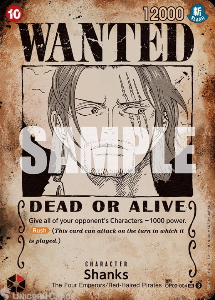 OP09-004 Shanks : Super Rare Special Card Wanted English One Piece