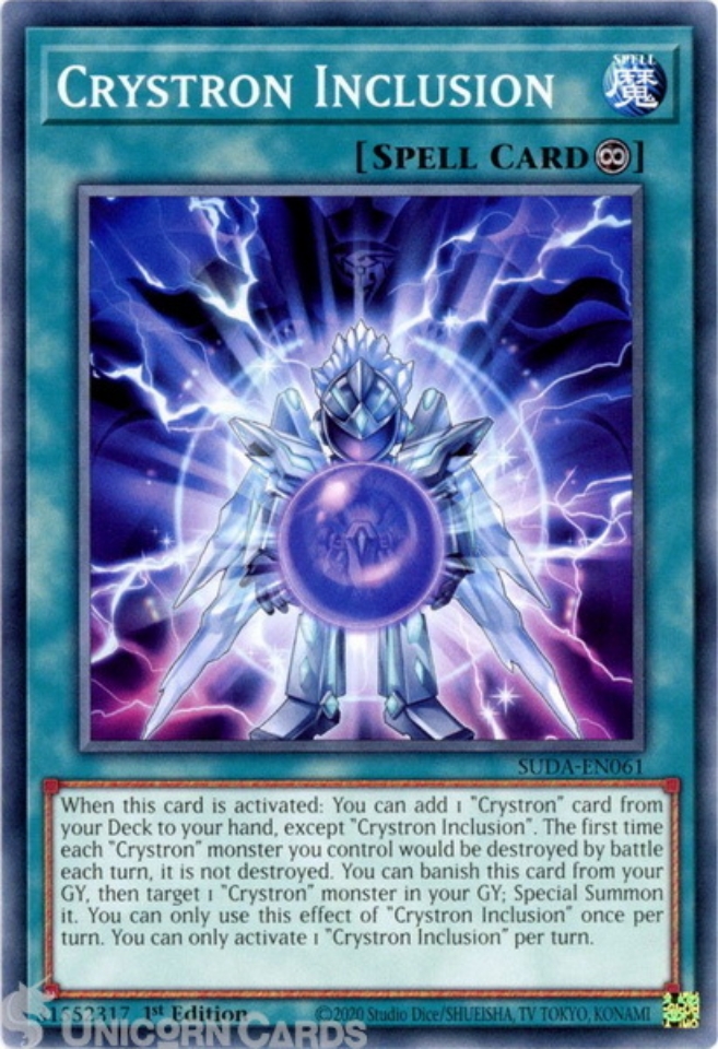 SUDA-EN061 Crystron Inclusion : Common 1st Edition YuGiOh Card:: Unicorn  Cards - YuGiOh!, Pokemon, Digimon and MTG TCG Cards for Players and  Collectors.
