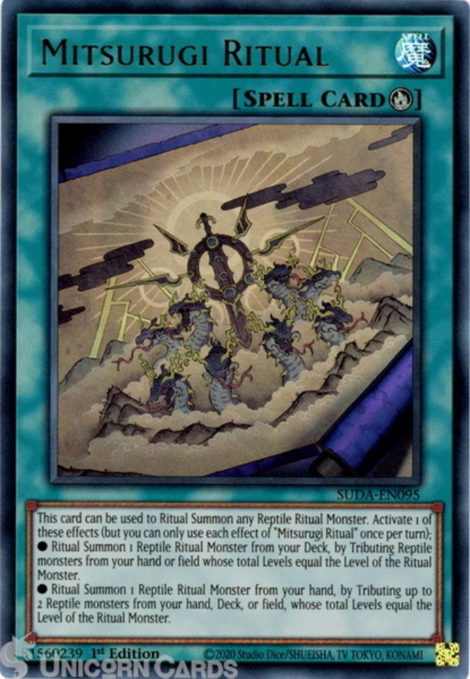 遊戯王　EU版　MITSURUGI RITUAL ウルトラレア YUGIOH MITSURUGI RITUAL ULTRA RARE NEAR MINT SUDA-EN095