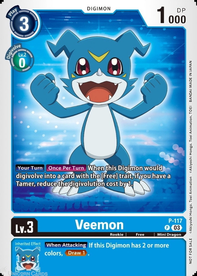 P-117 Veemon : Promo Non-Foil Digimon Card : Beginning Tutorial Demo ...