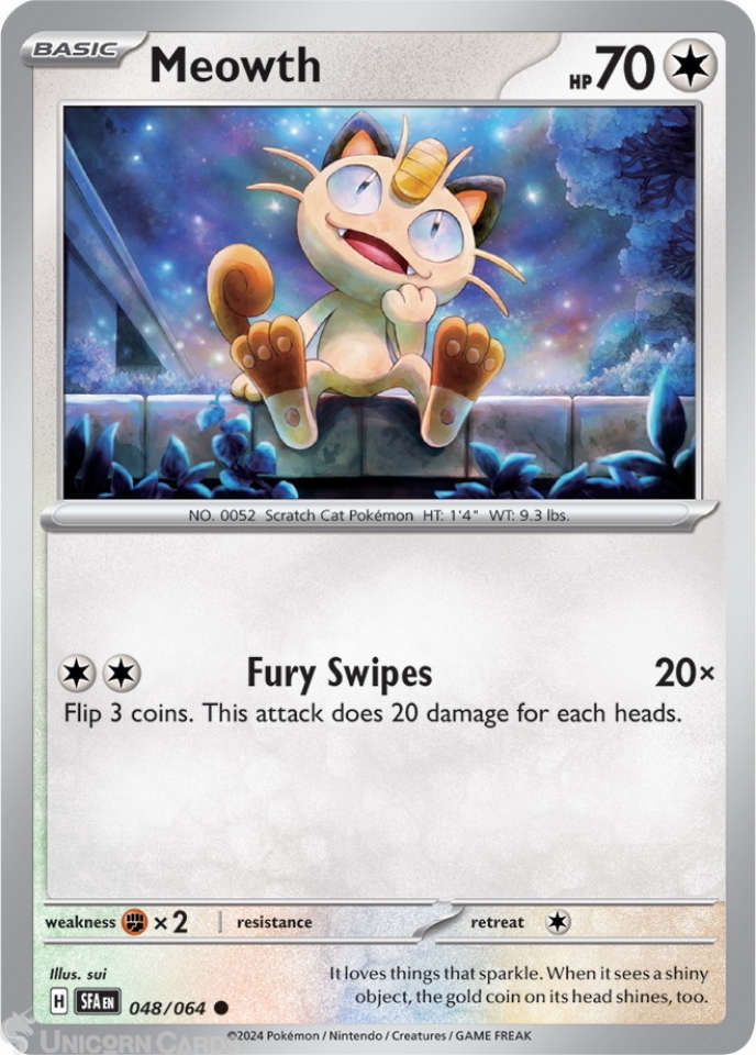 SFA-EN 048/064 Meowth : Reverse Holo Pokemon Card : Shrouded Fable::  Unicorn Cards - YuGiOh!, Pokemon, Digimon and MTG TCG Cards for Players and  Collectors.