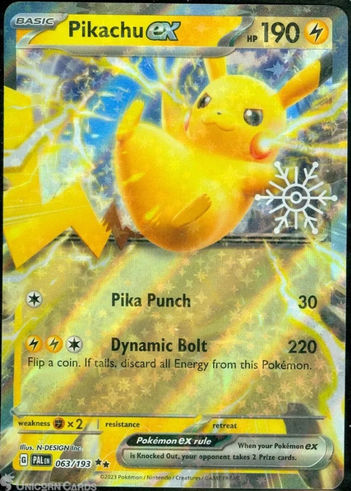 Pikachu ex Holiday Promo PAL-EN-063/193 : Cosmo Holo Pokemon Card