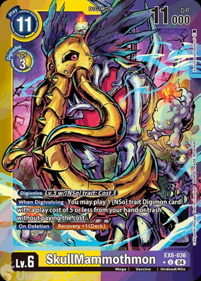 EX8-036 SkullMammothmon : Uncommon Foil Limited Full Art Digimon Card :  EX08: Chain of Liberation:: Unicorn Cards - YuGiOh!, Pokemon, Digimon and  MTG TCG Cards for Players and Collectors.