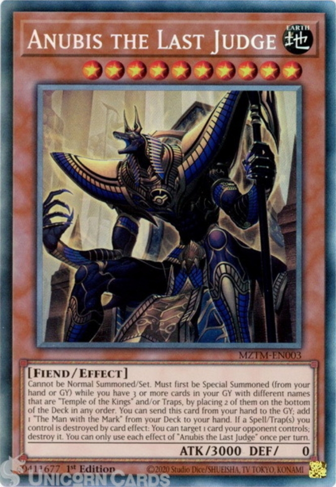 遊戯王　EU版　ANUBIS THE LAST JUDGE コレクターズレア MZTM-EN003 Anubis the Last Judge : Collector's Rare 1st Edition