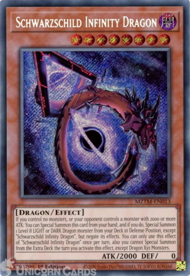 MZTM-EN013 Schwarzschild Infinity Dragon : Secret Rare 1st Edition
