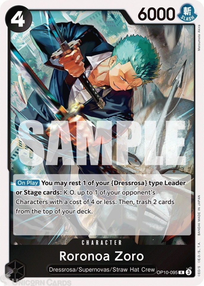 OP10-095 Roronoa Zoro : Rare English One Piece TCG Card : OP10
