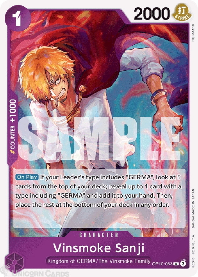 OP10-063 Vinsmoke Sanji : Rare English One Piece TCG Card : OP10