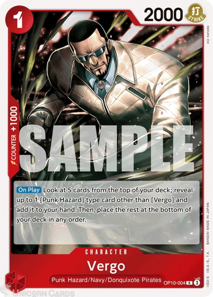 OP10-004 Vergo : Rare English One Piece TCG Card : OP10: Royal