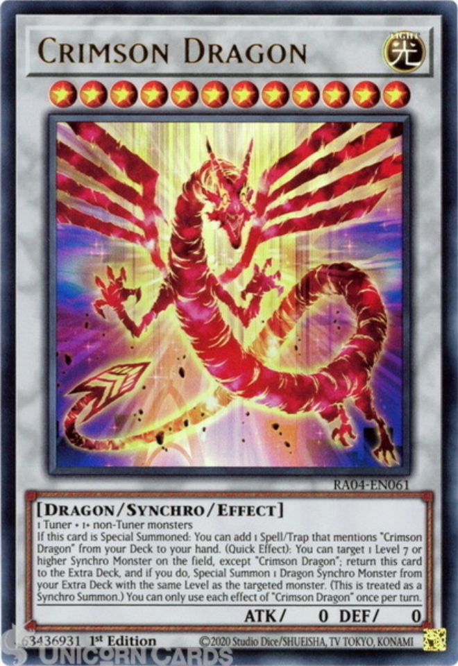 RA04-EN061 Crimson Dragon : Ultra Rare 1st Edition Mint YuGiOh