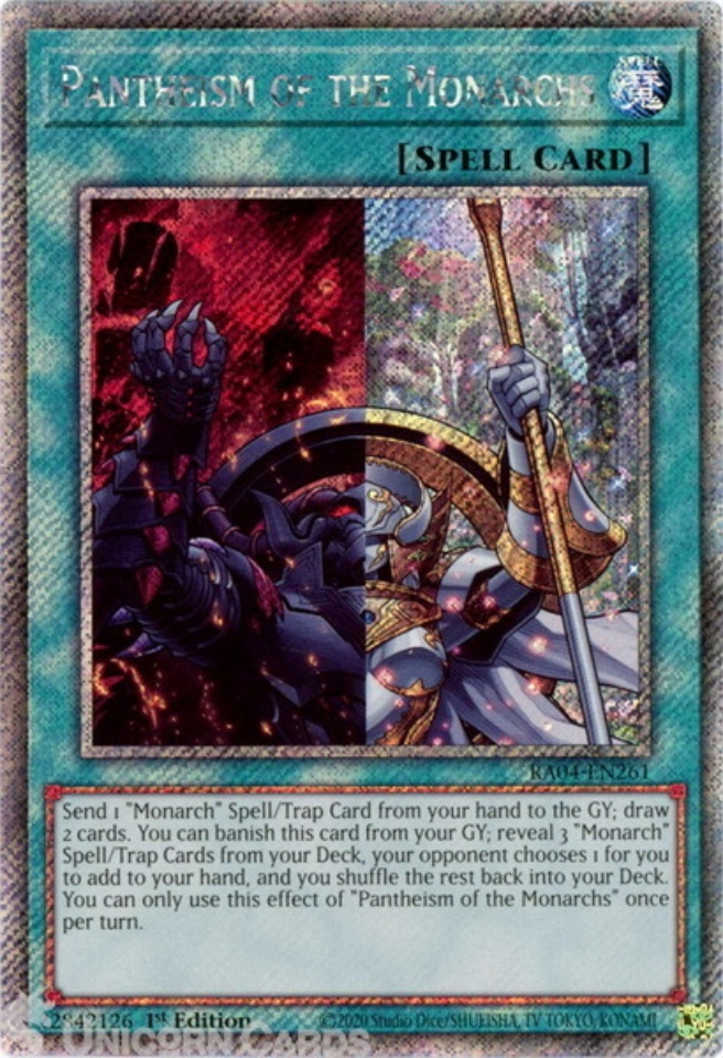 Yu-Gi-Oh! RA04-EN261 - Pantheism Of The Monarchs Platinum Secret Rare  Trading Card Monarchs Card Platinum Secret