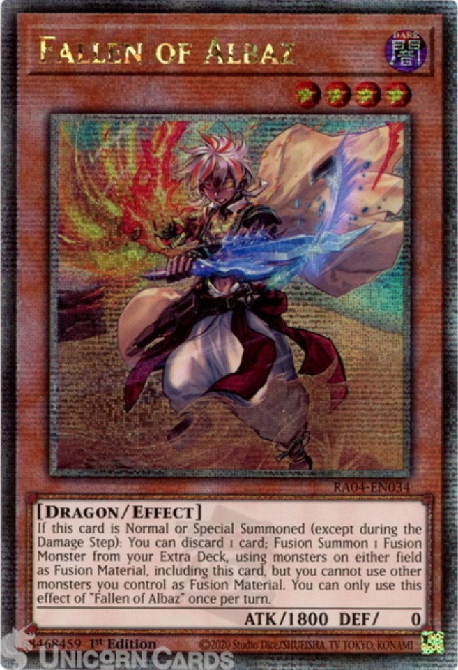 RA04-EN034 Fallen of Albaz (new artwork) : Quarter Century Secret Rare ...