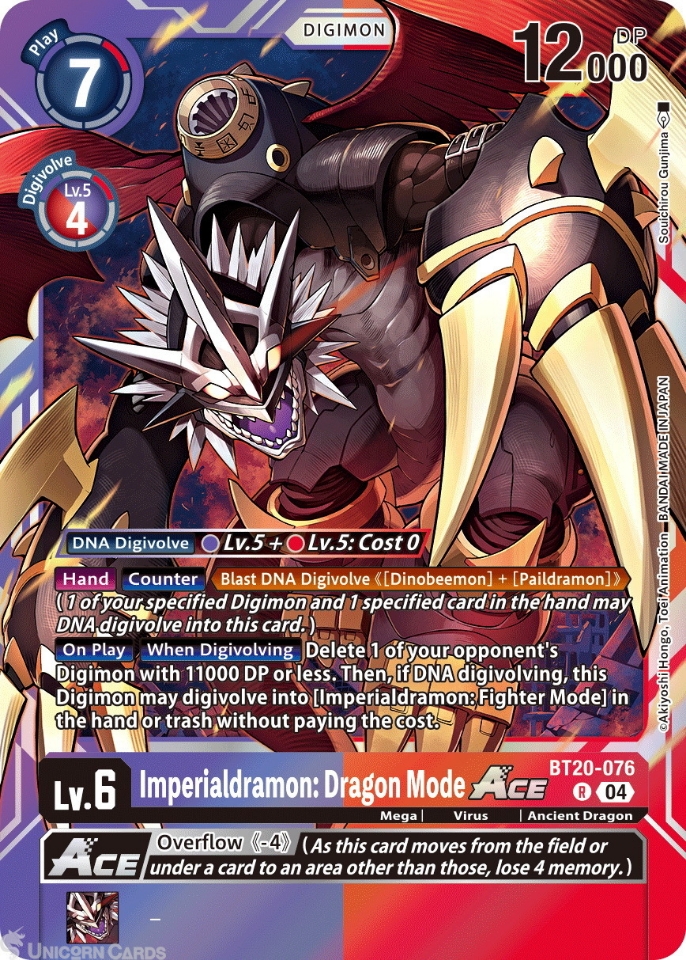 BT20-076 Imperialdramon: Dragon Mode ACE : Rare Digimon Card : BT19-20 ...