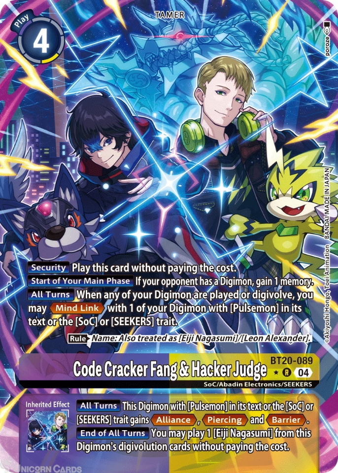 BT20 089 Code Cracker Fang & Hacker Judge: Rare Alternative Art Digimon Card: BT19 20: Special Booster Ver.2.5