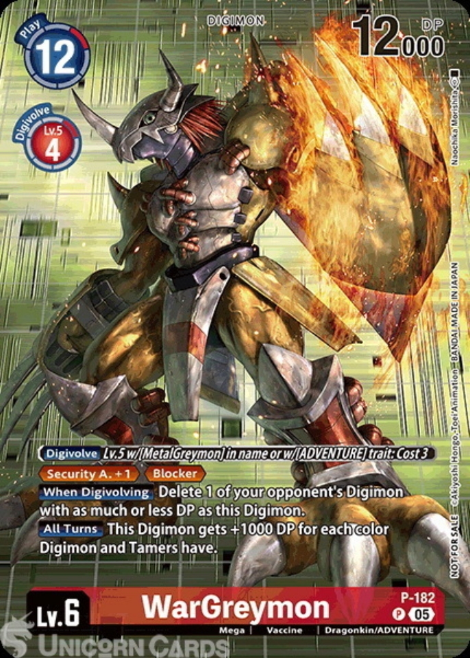 P-182 WarGreymon : Promo Digimon Card : BT21: Booster World