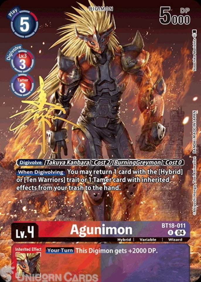 BT18 011 Agunimon: Rare Pull Digimon Card: BT21: Booster World Convergence SP Cards & Rare Pull Cards