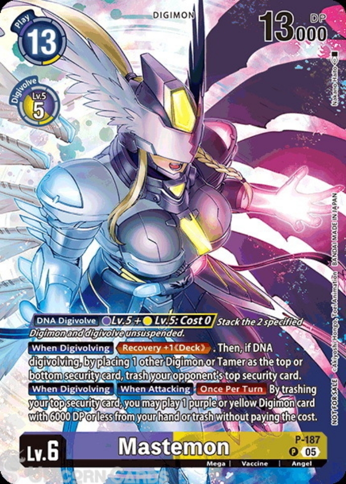 P 187 Mastemon: Promo Digimon Card: BT21: Booster World Convergence BT21: Illustration Celebration Pack Cards