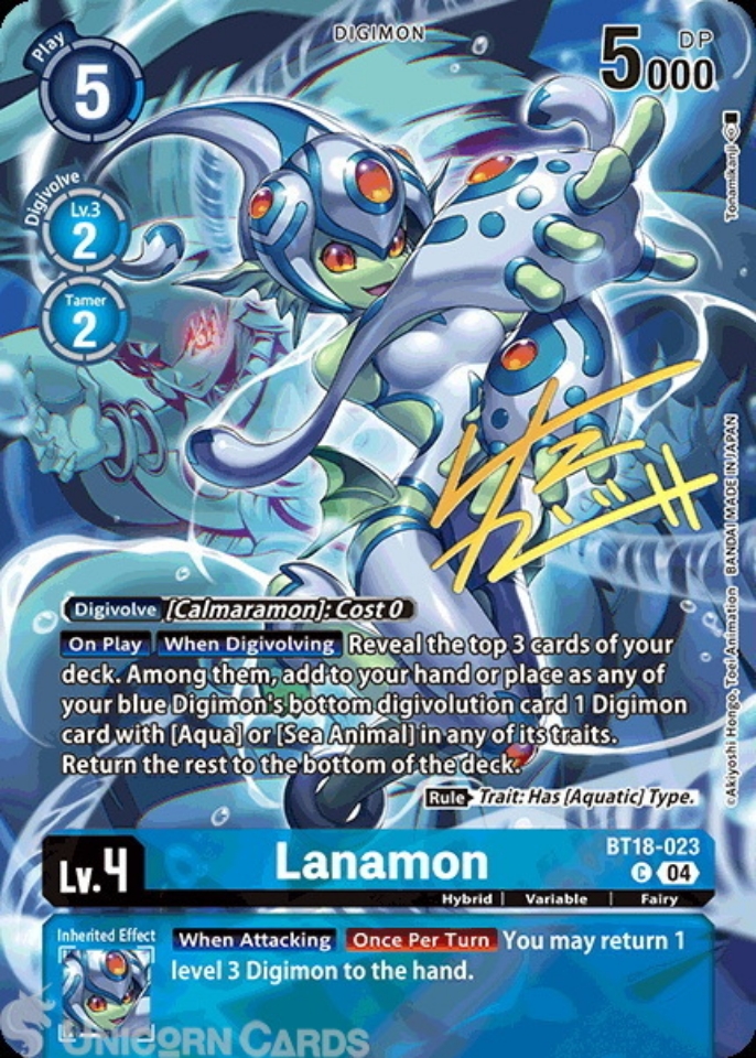 BT18 023 Lanamon: Common Rare Pull Digimon Card: BT21: Booster World Convergence SP Cards & Rare Pull Cards