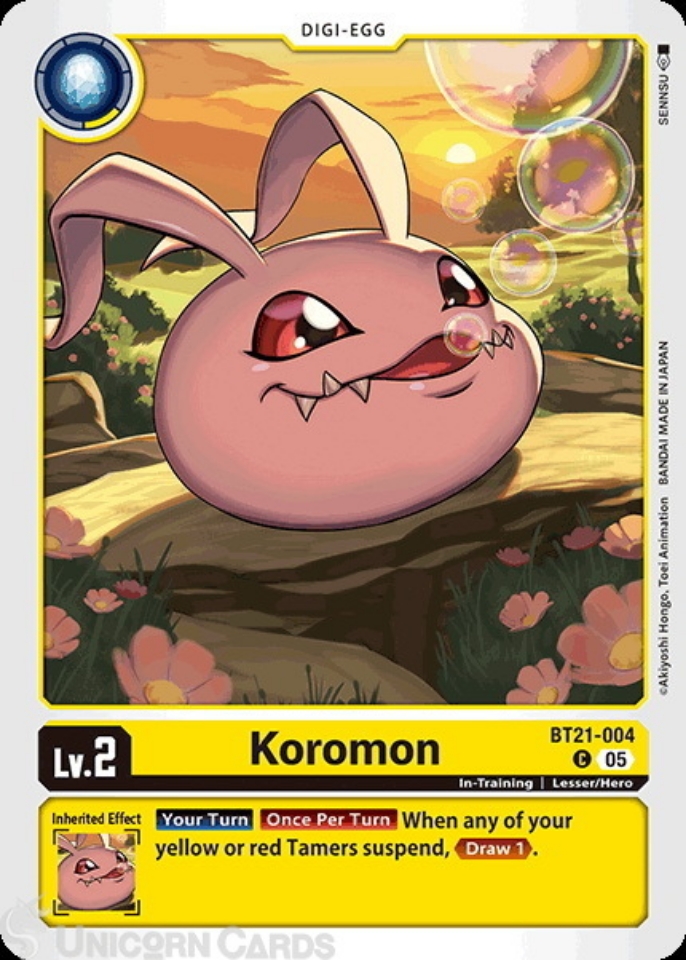 BT21-004 Koromon : Common Digimon Card : BT21: Booster World