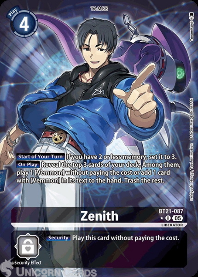 BT21 087 Zenith: Rare Alternative Art Digimon Card: BT21: Booster World Convergence