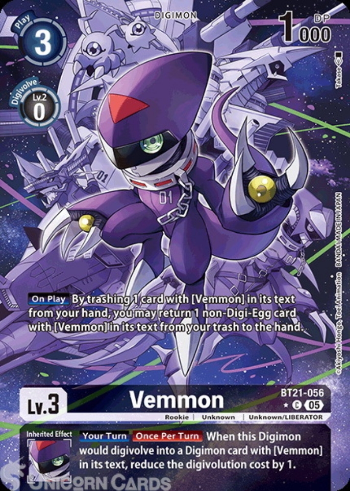BT21 056 Vemmon: Common Alternative Art Digimon Card: BT21: Booster World Convergence
