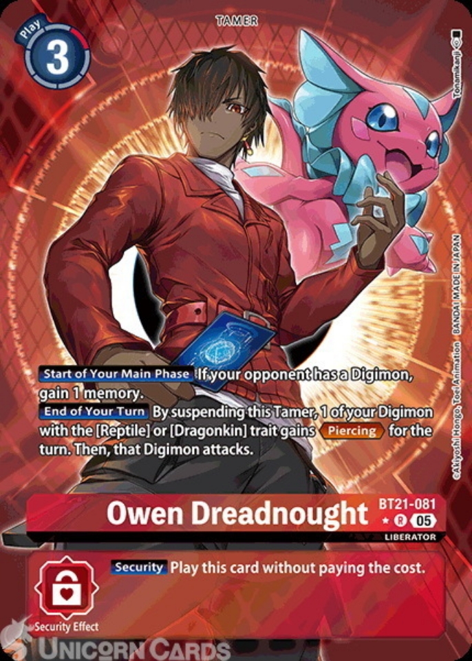 BT21 081 Owen Dreadnought: Rare Alternative Art Digimon Card: BT21: Booster World Convergence