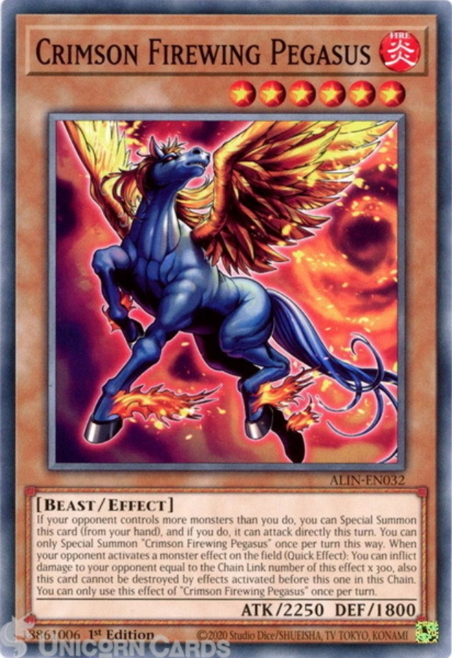 遊戯王　FIREWING PEGASUS ALIN-EN032 Crimson Firewing Pegasus : Common 1st Edition Mint