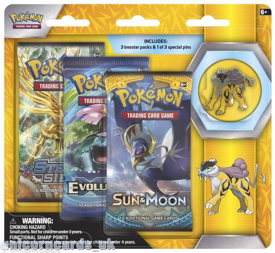 Evolutions Collector’s Pin 3 Pack Blister: Raikou: 3 Booster Packs + Pin