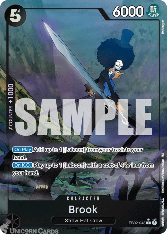 EB02 048 Brook: Rare Alternative Art English One Piece TCG Card: EB02: Anime 25th Collection