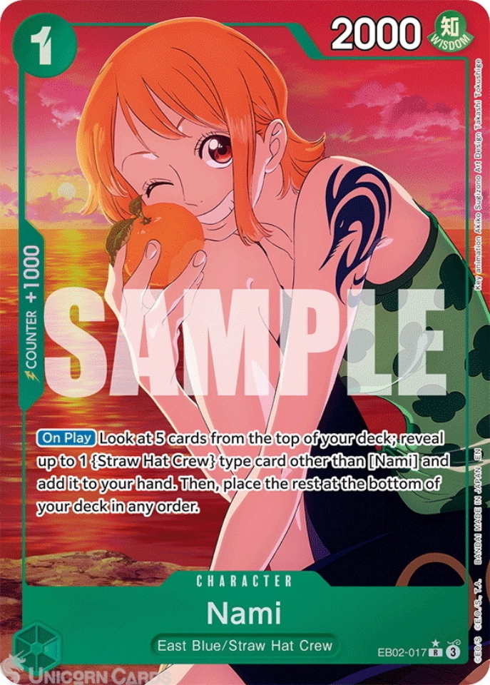 EB02 017 Nami: Rare Alternative Art English One Piece TCG Card: EB02: Anime 25th Collection