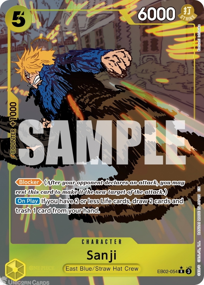 EB02 054 Sanji: Rare Alternative Art English One Piece TCG Card: EB02: Anime 25th Collection