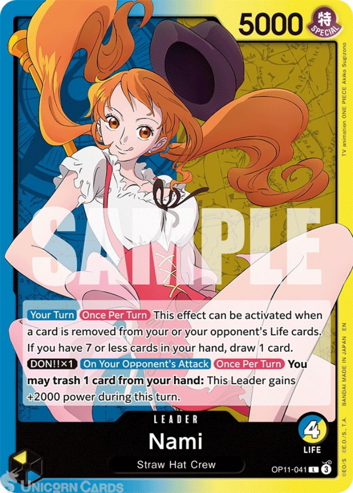 OP11-041 Nami : Leader English One Piece TCG Card : OP11: A Fist