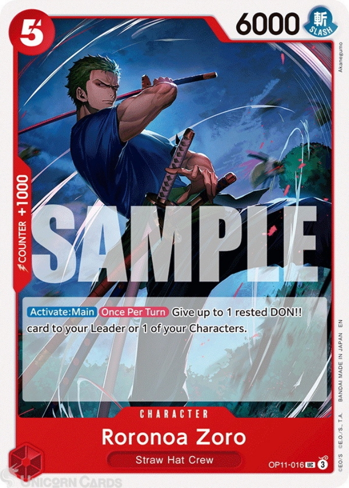 OP11-016 Roronoa Zoro : Uncommon English One Piece TCG Card : OP11