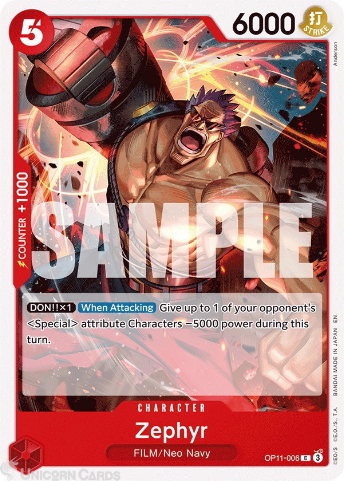 OP11-006 Zephyr : Common English One Piece TCG Card : OP11: A Fist