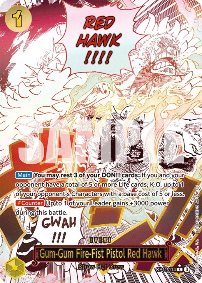 OP11-114 Gum-Gum Fire-Fist Pistol Red Hawk : Rare