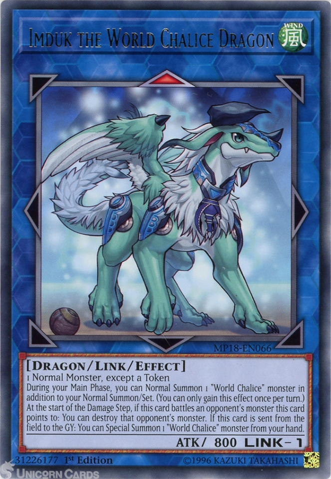 MP18-EN066 Imduk the World Chalice Dragon Rare 1st Edition Mint YuGiOh ...