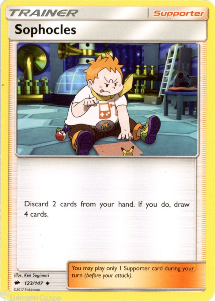 sophocles pokemon card 1 This is of the Full Art Ultra Rare rarity. Sophocles 123/147 : Uncommon Mint/Near