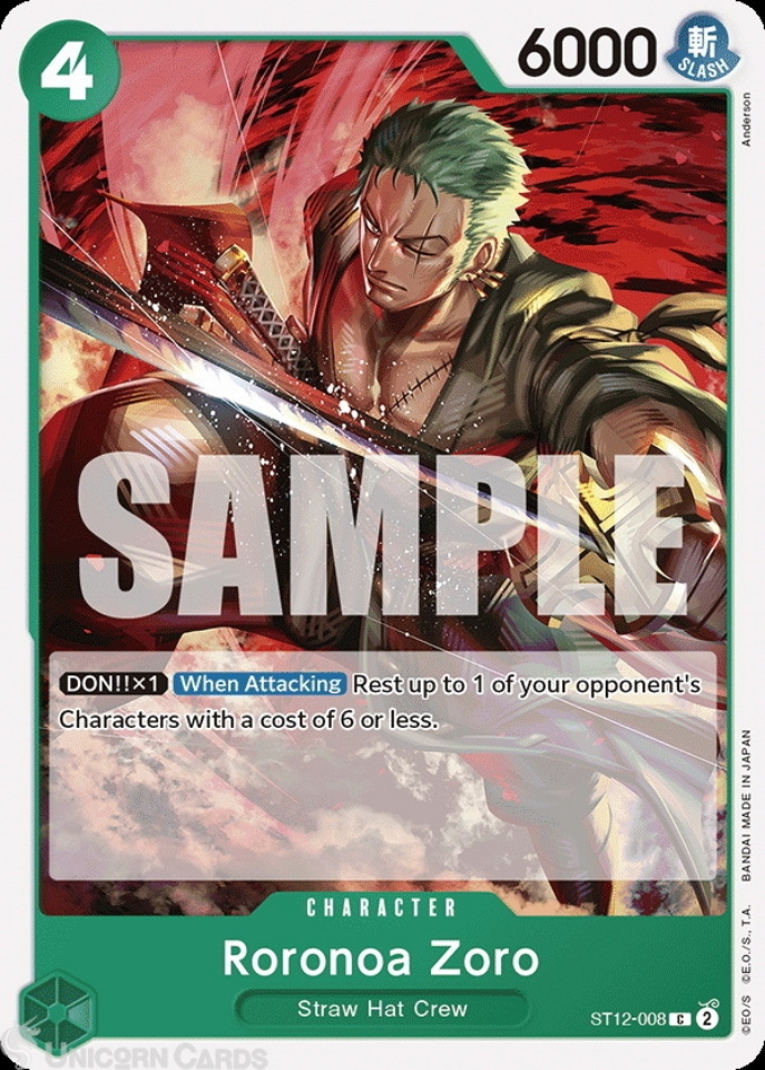 ST12-008 Roronoa Zoro : Common English One Piece TCG Card : ST12