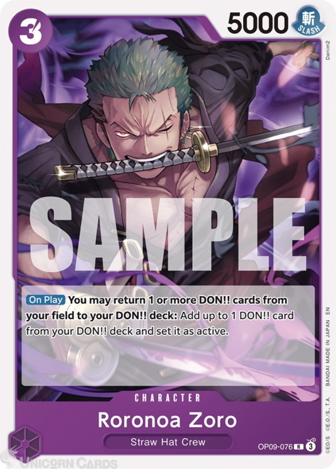 OP09-076 Roronoa Zoro : Rare English One Piece TCG Card : ST26