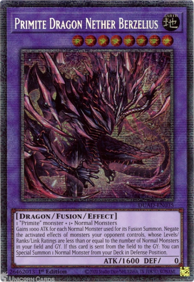 DUAD-EN035 Primite Dragon Nether Berzelius : Starlight Rare 1st Edition  Mint YuGiOh Card:: Unicorn Cards - YuGiOh!, Pokemon, Digimon and MTG TCG  Cards for Players and Collectors.