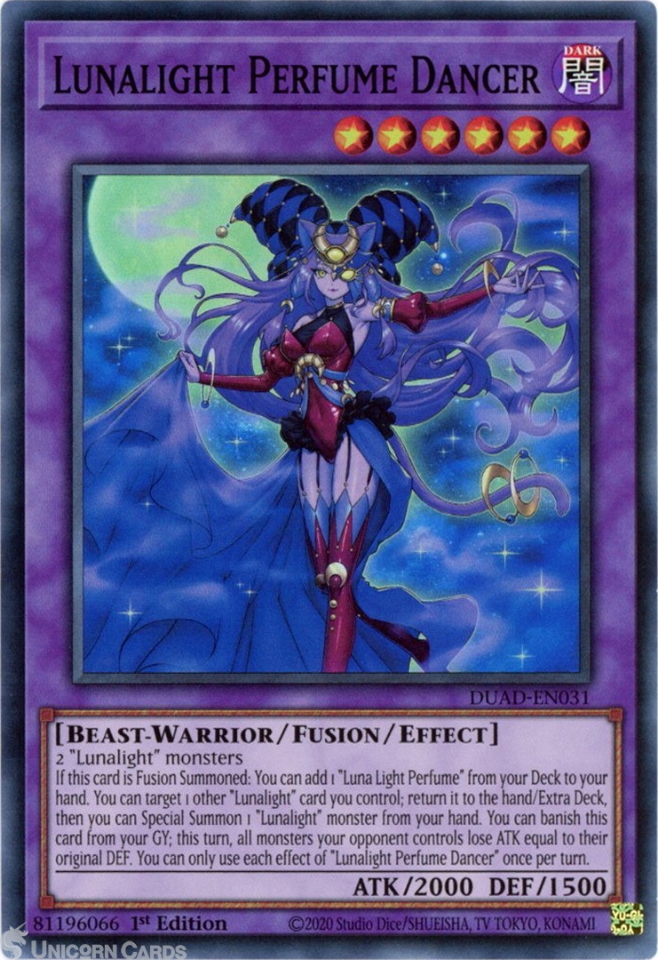 DUAD-EN031 Lunalight Perfume Dancer : Super Rare 1st Edition Mint YuGiOh  Card:: Unicorn Cards - YuGiOh!, Pokemon, Digimon and MTG TCG Cards for  Players and Collectors.