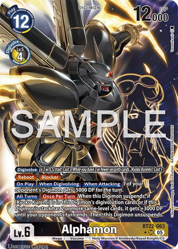 BT22-063 Alphamon : Super Rare Alternative Art Digimon Card : BT22