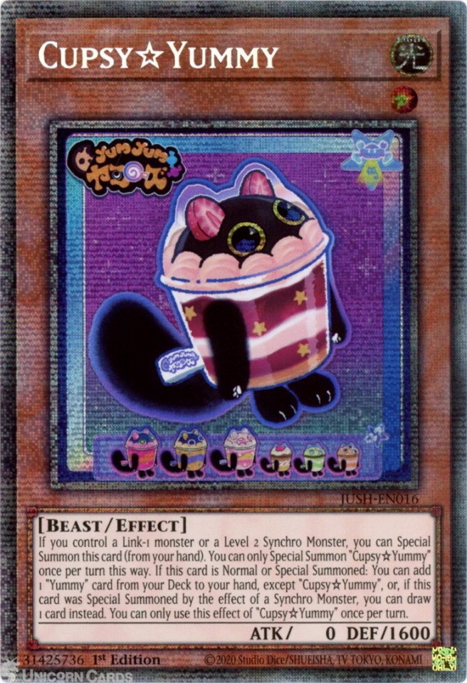 JUSH-EN016 CupsyYummy : Starlight Rare 1st Edition Mint YuGiOh Card::  Unicorn Cards - YuGiOh!, Pokemon, Digimon and MTG TCG Cards for Players and  Collectors.